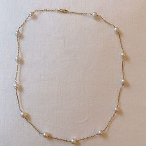 14k cultured pearl ‘tin cup’ necklace, 18” long
